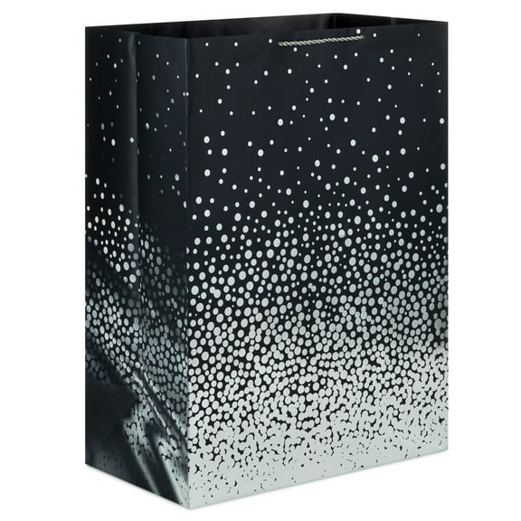 Hallmark Jumbo Gift Bag (Black With Cascading Silver Dots)