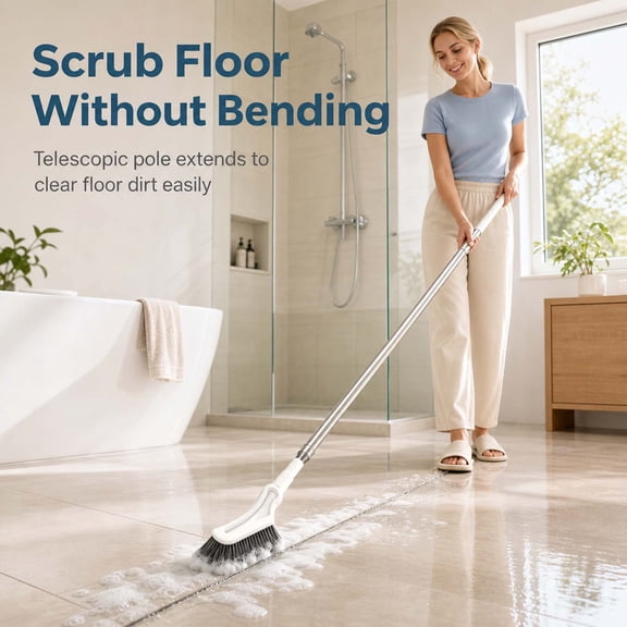 Extendable Long Handle Scrub Brush, Multifunctional Floor Clean Brush, Crevice Cleaner for Bathroom Kitchen Tile Grout