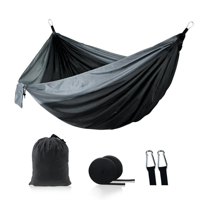 Graflsoa Premium 210T Nylon Double Hammock for Outdoor Relaxation, Camping, and Travel, Available in 40 Colors, Compact and Lightweight Design with Storage Bag