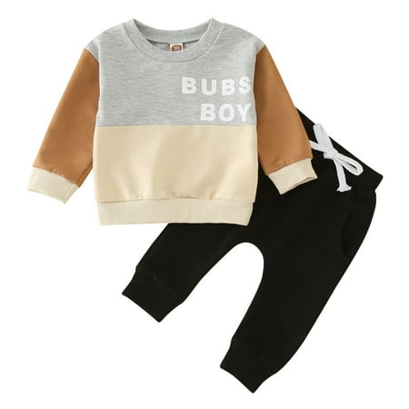 

Fsqjgq Baby Gear Bundles for Boys Toddler Girls Boys Winter Long Sleeve Letter Prints Tops Pants 2Pcs Outfits Clothes Set Twin Baby Clothes Cotton Blend B 80