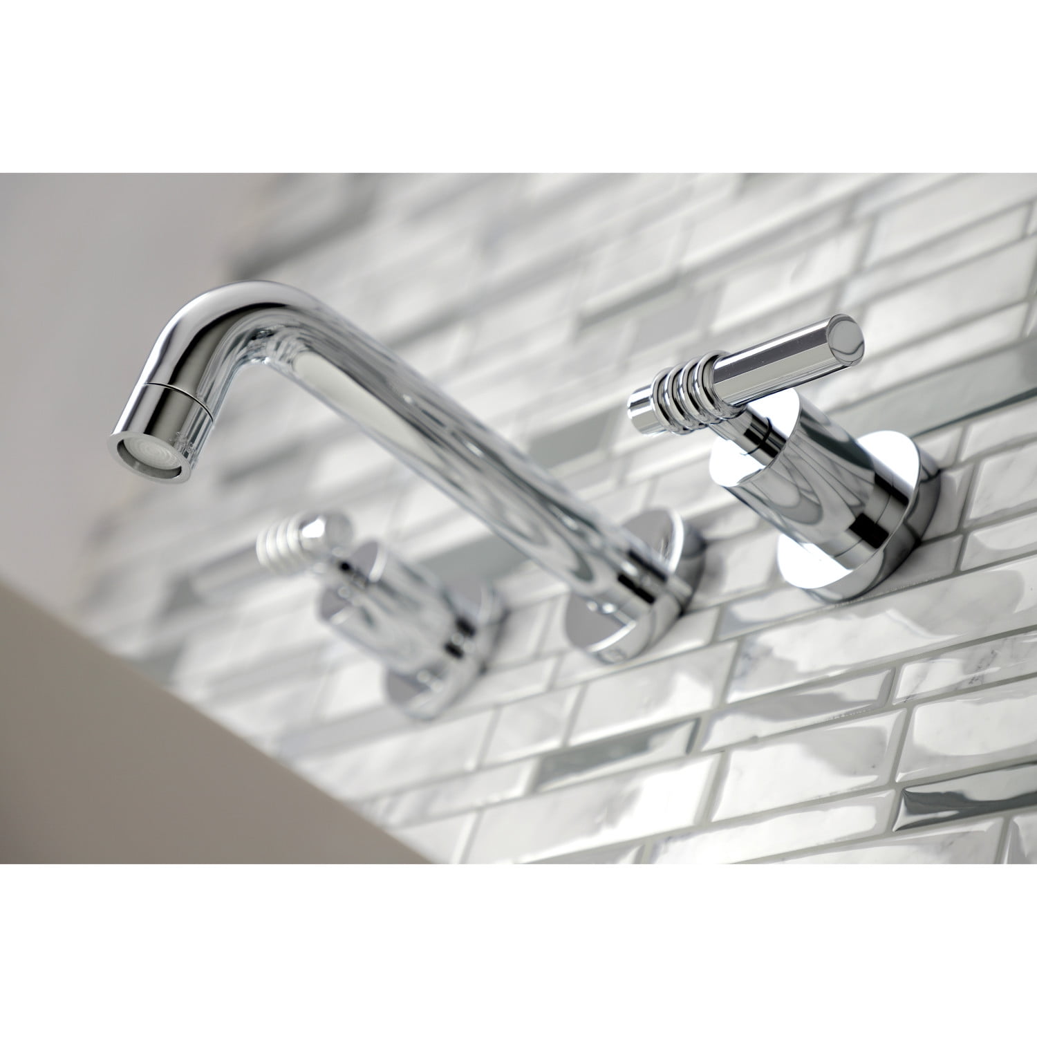 Kingston Brass KS8121ML Milano 2-Handle 8 in. Wall Mount Bathroom Faucet, Polished Chrome