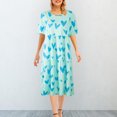 thumbnail image 1 of Vestido midi para mujer, estampado de corazón, cuello redondo, mangas abullonadas, vestido larg Abanopi Vestido de mujer, 1 of 7
