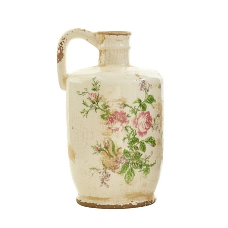 

HomeStock 10In. African Adventure Ceramic Floral Print Pitcher