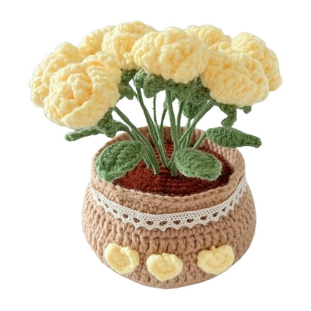 Kit Crochet en Maceta Flores Diy Plantas Lindas Herramienta Mano (rosa Ligera) Amarillo
