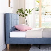 Zinus Lottie 43 Upholstered Platform Bed Frame, Blue Slate, Queen