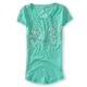 thumbnail image 1 of Camiseta henley Aeropostale de Manga corta con diamantes de imitación para mujer verde XS henley, 1 of 2