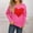 Hot Pink, variant on HOMBOM Womens Soft Sweaters Pullover Fall Crew Neck Knit Hot Pink Long Sleeve Xmas Tops for Womens Heart