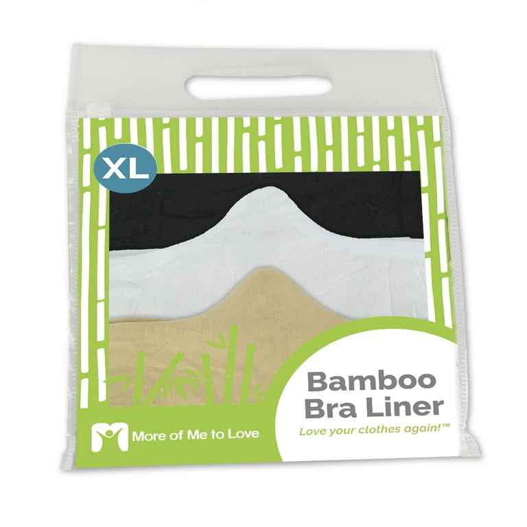 100% Cotton Bra Liner 3-Pack: Black / White / Beige - XL (30 long