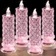 thumbnail image 1 of Velas LED sin llama con forma de rosa, 4 velas románticas a batería, velas LED de pilar para el día de San Valentín, propuesta romántica, aniversario, decoraciones de boda (rosa, 2,5" de profundidad x, 1 of 4