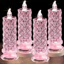 Rose Shadow LED Flameless Candles, 4PCS Romantic Battery Operated Candles Led Pillar Candles for Valentines Anniversary Wedding Christmas Decorations