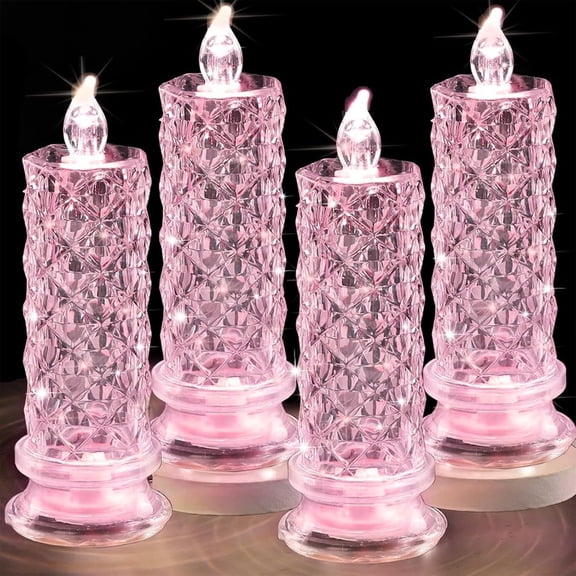 Rose Shadow LED Flameless Candles, 6-Pack Battery Operated Candles with Timer, Romantic Warm Light for Wedding, Christmas, Anniversary Decor