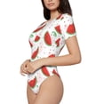 thumbnail image 2 of Daiia Hand Drawn Watermelon print Women's Crew Neck Short Sleeve Bodysuit Fashion Tops Fit Casual Basic Extender Bodysuit-XX-Large, 2 of 9