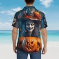 thumbnail image 6 of Daiia Modern Style Pumpkin Witch Hawaiian Shirt for Men Gentle Cotton Regular Short Sleeve Casual-Small, 6 of 9