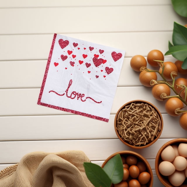 WHAMVOX 20Pcs I Love You Paper Napkins Wrapping For Couples And Celebrations