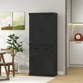 thumbnail image 2 of Resenkos 72-Inch Freestanding Pantry Cabinet with Four Doors, Features a Large Central Drawer and Three Adjustable Interior Shelves for Storage, Black, 2 of 7