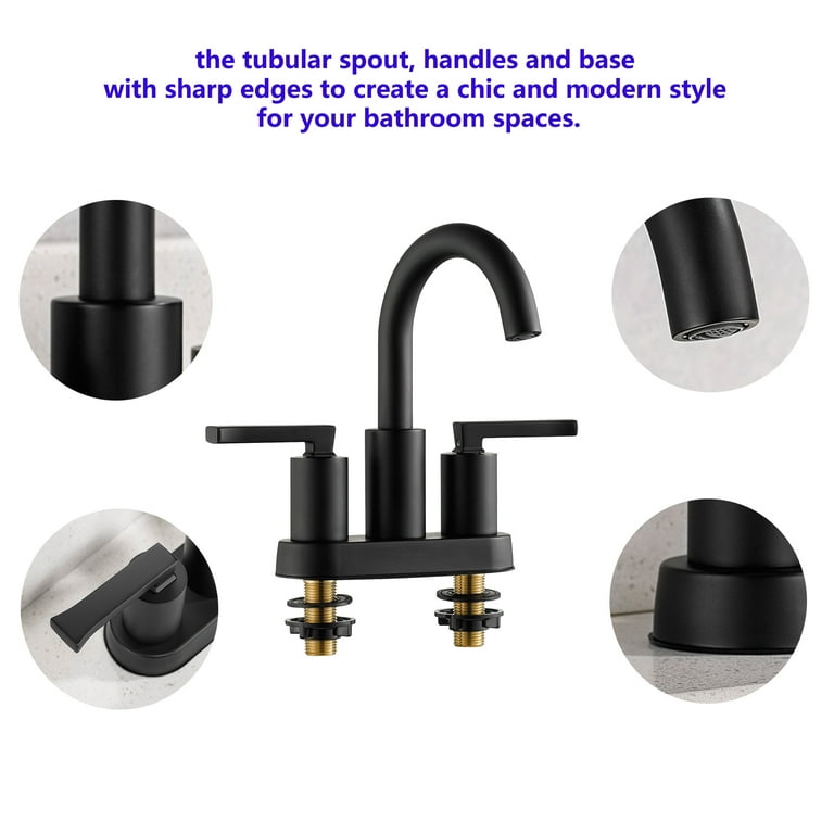 y*iFTWO（FNTC ）BLACK DECK 157 W Roffenny Matte Black 4 inch Bathroom Faucet Centerset