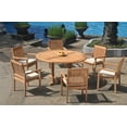 thumbnail image 4 of Grade-A Teak Dining Set: 6 Seater 7 Pc: 60" Round Table And 6 Leveb Stacking Arm Chairs Outdoor Patio WholesaleTeak #51LV1207, 4 of 5