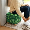 thumbnail image 5 of SCRAWLGOD St. Patrick's Day Four Leaf Clover Stripe Print Dark Green Ottoman Cover Square - Stretch Square Ottoman Cover - Foot Stool Covers Rectangular with Elastic Bottom, 5 of 7