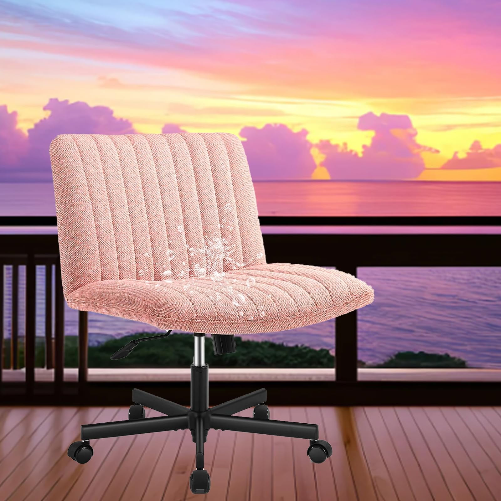 Joyfinity Water Proof  Criss Cross Chair with Wheels Plus Size Criss Office Chair Sit Cross-Legged Armless Swivel Home Modern Home Office Desk Chair Swivel Adjustable Vanity Chair
