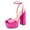 Pink, variant on FSJ Women Platform Heels Ankle Strap Chunky Heeled Sandals Open Peep Toe Sexy Pumps for Wedding Party Size 8 White
