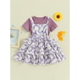 thumbnail image 3 of Bagilaanoe 2Pcs Toddler Baby Girls Overalls Dress Set Ribbed Short Sleeve Tops + Daisy Suspender Skirt 18M 24M 3T 4T 5T 6T Kids Casual Clothes, 3 of 9