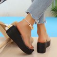 thumbnail image 3 of Rokment Women's Transparent Band Platform Slides Backless Dress Sandals 2026 Summer Casual Clear Wide Straps Chunky Wedge Heels Slip on for Vacation, 3 of 5