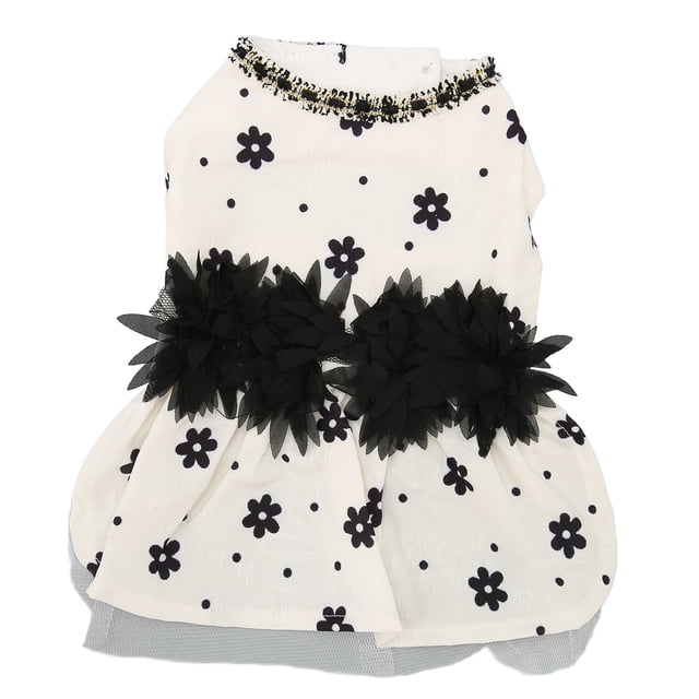Vestido de princesa con estampado floral negro, cómodo y transpirable para perros pequeños