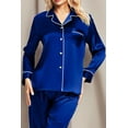 thumbnail image 5 of DAKIMOE Sleepwear Womens Silky Satin Pajamas Set Long Sleeve Nightwear Loungewear, Blue, S, 5 of 8