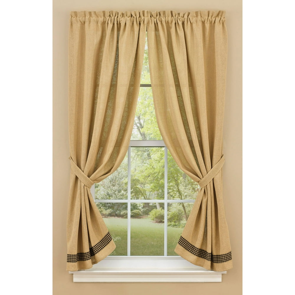 Burlap and Check Unlined Curtain Panels by Park Designs 63" or 84