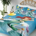 thumbnail image 3 of Ambesonne Mermaid Fitted & Top Sheet Set with Shams, Wave with Fish Nautical, Multicolor, 3 of 5