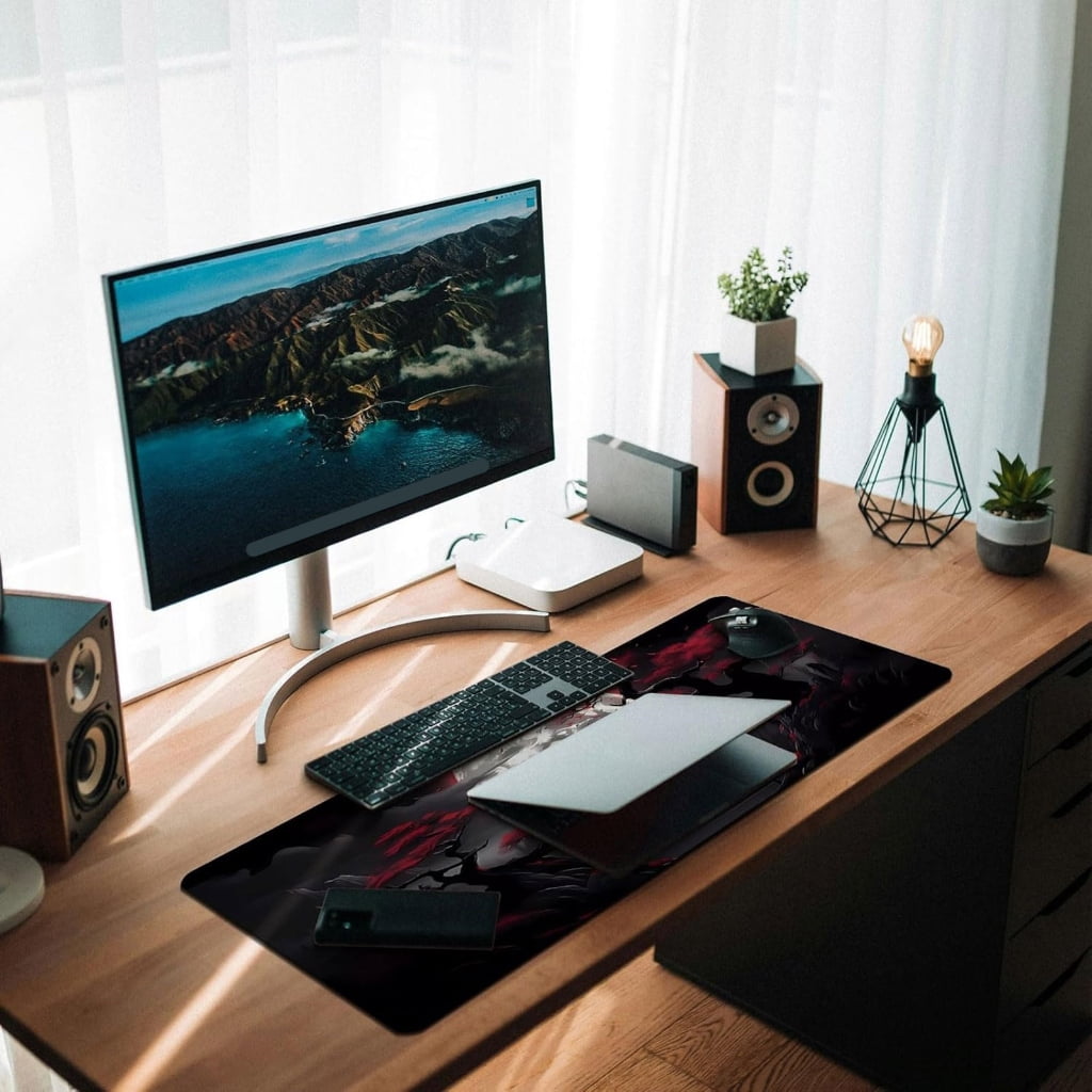 Large Desk Pad For Keyboards And Mouse 0.12Inch Thick Stitched Border Gaming Mouse Mat With Anti Skid Base Machine Wash