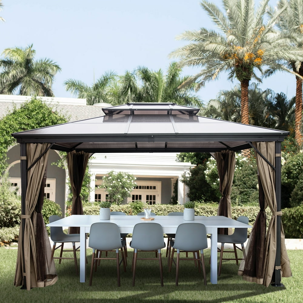 VEVOR Hardtop Gazebo 10' x 10' with Netting Metal Gazebo Aluminum