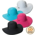 thumbnail image 2 of Panama Jack Women's Ribbon Floppy Packable Sun Hat, 4" Big Brim (Turquoise), 2 of 6