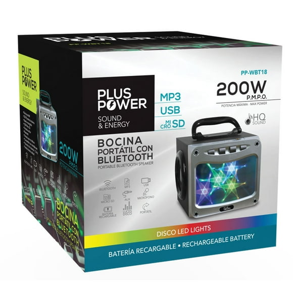 BOCINA PORTATIL C/ BLUETOOTH Plus Power PP-WBT18