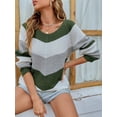 thumbnail image 2 of Tralilbee Chandails à Manches Longues pour Femmes, Col Rond, Coutures, Couleurs, Tricotés, 2 of 6