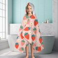 thumbnail image 6 of Red Strawberry Plants Fruit Flower Pink Pattern Hooded Bath Towel，60"x35" for Ages 3 To 12 Kids, Quick Dry Lightweight Soft Microfiber Hood Beach Towel Cover Up for Kids, 6 of 7