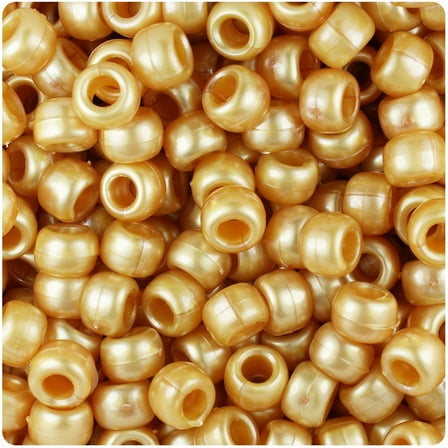 Beadtin Gold Pearl 9 mm Barrel Loose Beads, 500 Pcs