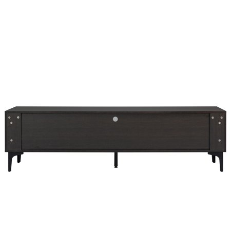 uhomepro TV Stand for TVs up to 70", Living Room Entertainment Center with RGB LED Lights and Storage Shelves Furniture, High Gloss TV Cabinet Console Table, Quick Assemble, Dark Brown+Black