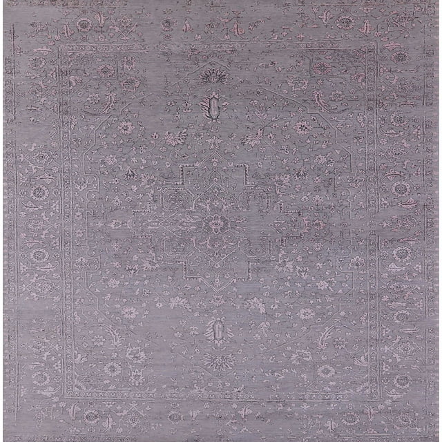 Ahgly Company Tapis d'Intérieur Carré Mid-Century Moderne Gris Foncé Zone Orientale, 7' Carré