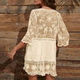 thumbnail image 6 of Sun Shirts for Women Long Sleeve UV Protection Spf Shirts for Women Long Sleeve Women's Summer Casual Dress V Neck Lace Hollow Out Beach Cover Up Bikini Dress For Vacation Resort Holiday Party, 6 of 6
