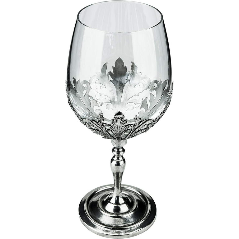Bestbling Pewter Decorative Crystal Wine Glass Enamel Fancy Wine Glass for  Household Decoration, Set of 2