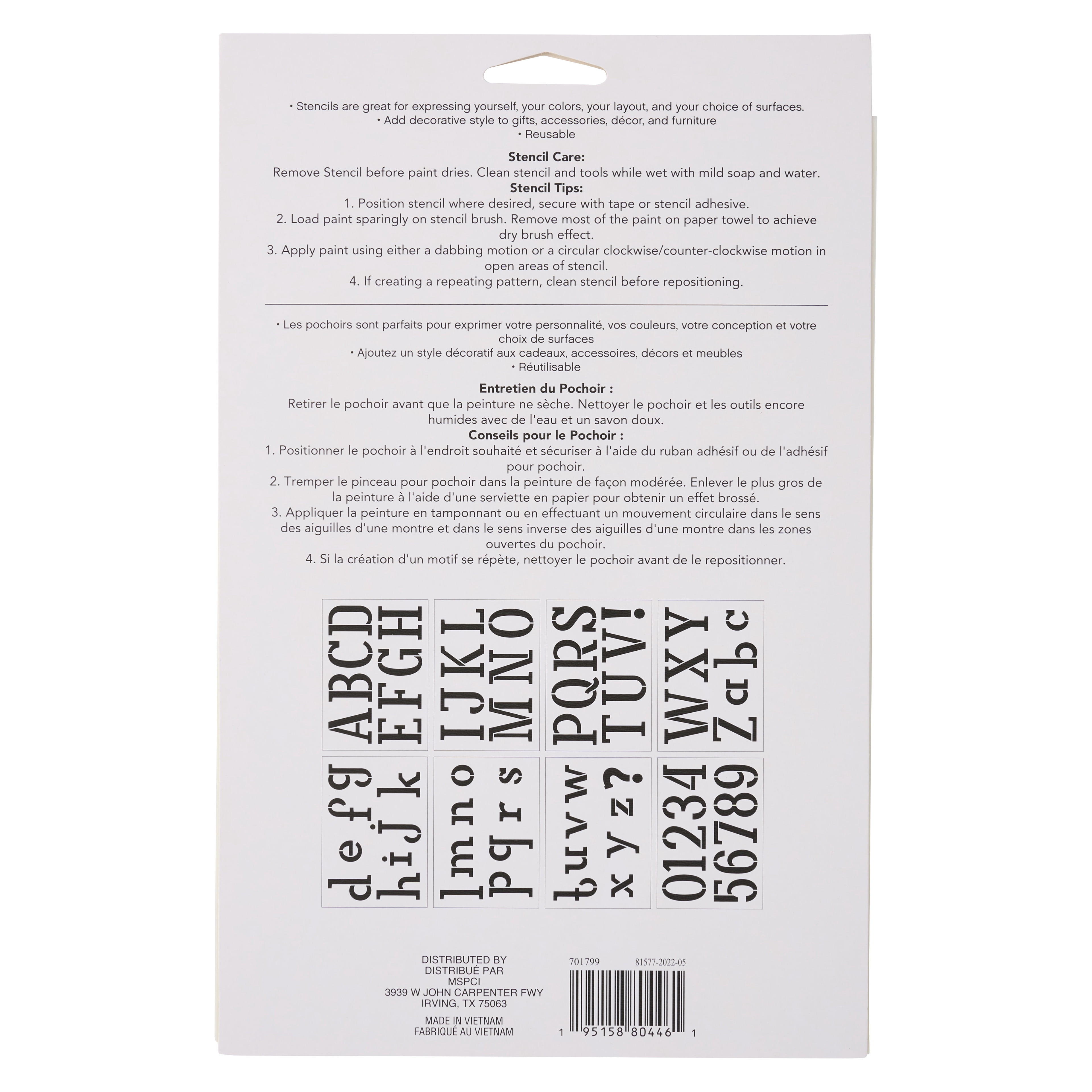 Craft Smart 3" Skinny Serif Alphabet Stencils - Reusable Plastic, 64 Designs per Pack, 8 Sheets Each - Ideal for DIY Crafts, Decor, Furniture & Gifts, 6 Pack