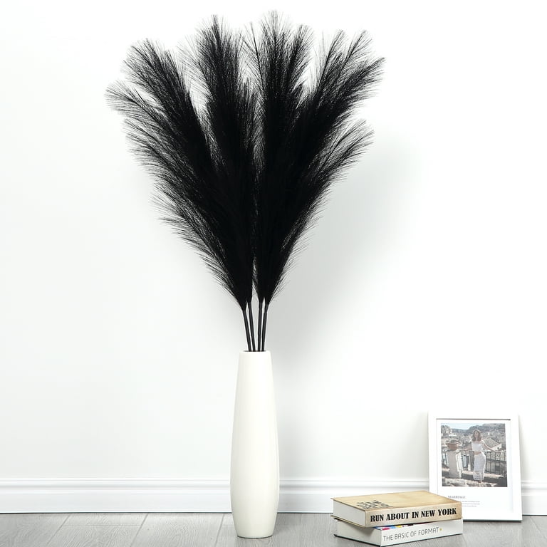 Forever Faux Black Pampas Grass 5 Pack, five pampaes artificial fake tall  long, dark, accessories, 10967416