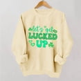 thumbnail image 2 of St. Patrick's Day Sweatshirt Women Lucky Shamrock Print Irish Gift Crewneck Casual Long Sleeve Loose Pullover Tops (M, Khaki), 2 of 6