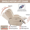 thumbnail image 3 of Llinc Store Massage Chair Up to 350 LBS Chenille Power Lift Recliner Chair with 8-Point Vibration Massage and Lumbar Heating, Charging Ports, Stainless Steel Cup Holders, Beige, 3 of 9