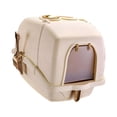 thumbnail image 2 of Enclosed Cat Litter Box Covered Cat Toilet Provides Privacy Hollow Pedal with Front Door Flap Leakproof Portable Kitten Potty , khaki, 2 of 9