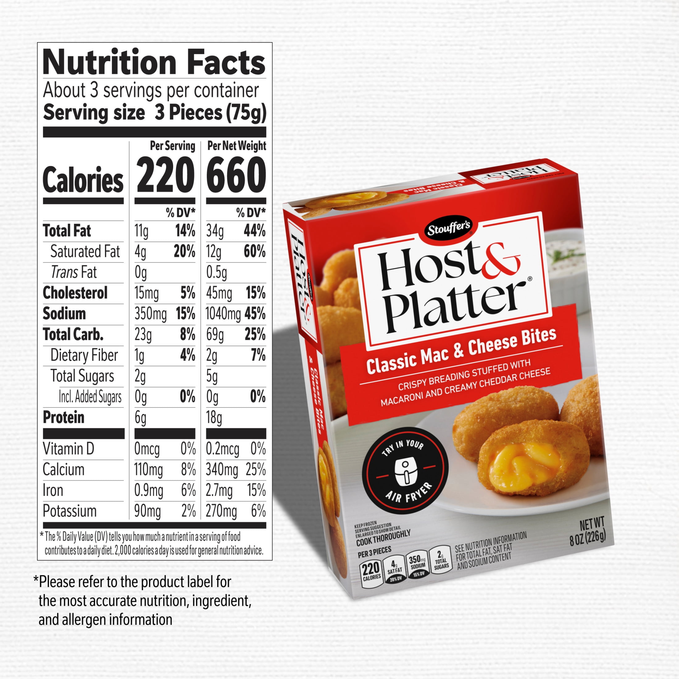 Stouffer's Host & Platter Frozen Appetizer Mac and Cheese Bites, Air Fryer Sides, 8 oz (Frozen)