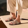 thumbnail image 7 of Crestar Cork Footbed Slide Sandals for Women, Comfortable Adjustable Buckle Slip on Slippers With Arch Support for Summer, Apricot, 7 of 7