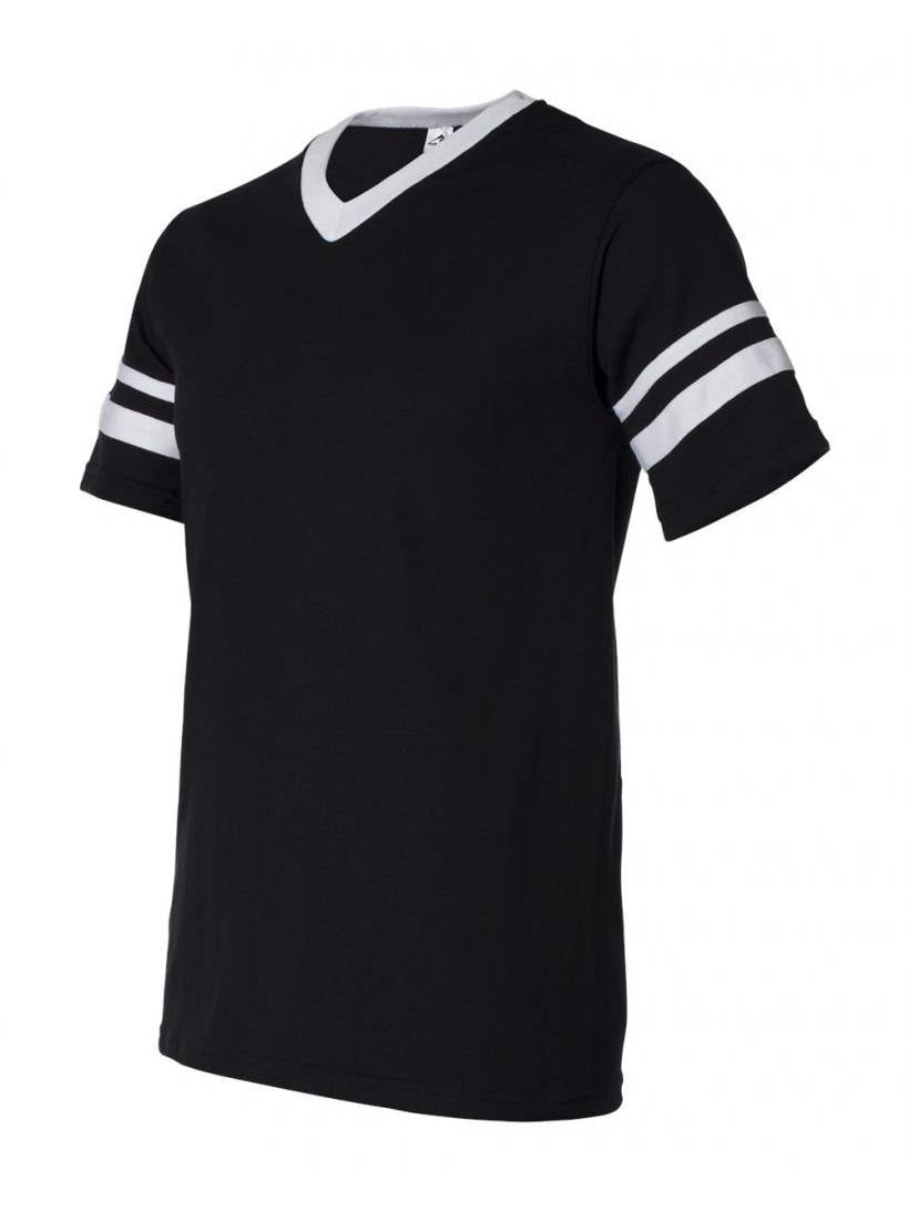 V-Neck Jersey with Striped Sleeves 