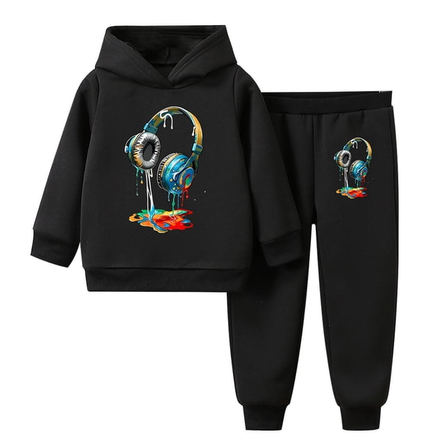 Odeerbi 2-16 Años Niñas Conjuntos Estampados Sudaderas Con Capucha Pantalones Dos Piezas Conjunto Sudadera Manga Larga Con Capucha Sudadera Primavera Pullover